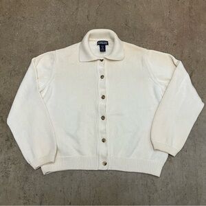 Vintage Lands end collared white cardigan sweater